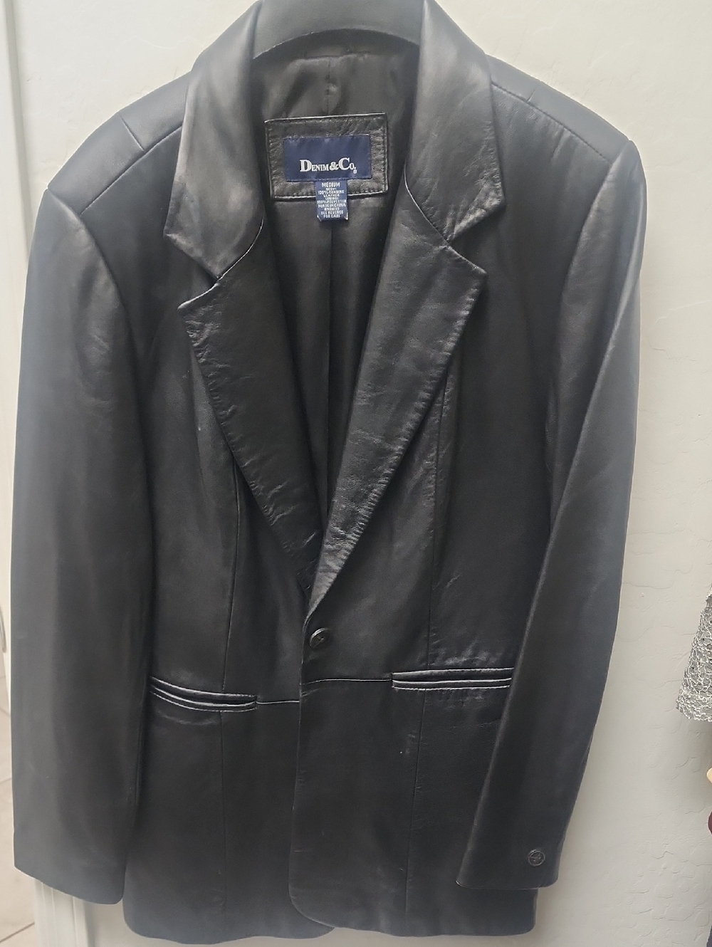 Denim&Co Black Leather Sport Coat Blazer